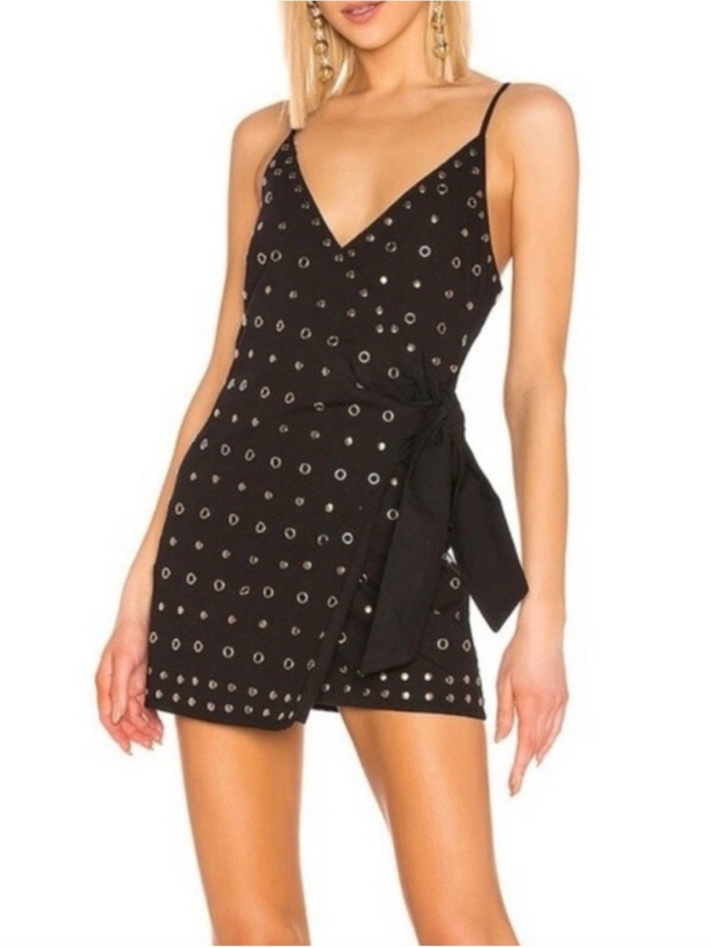 Lovers + Friends Black Kylo studded mini dress large